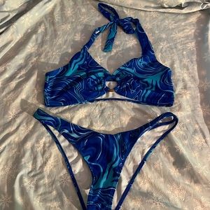 Blue patterned bathing suit